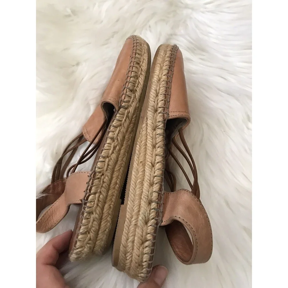 Toni Pons Origins Noelia Espadrille Sandals Slip on Tan Leather - US 7.5/ EUR 38